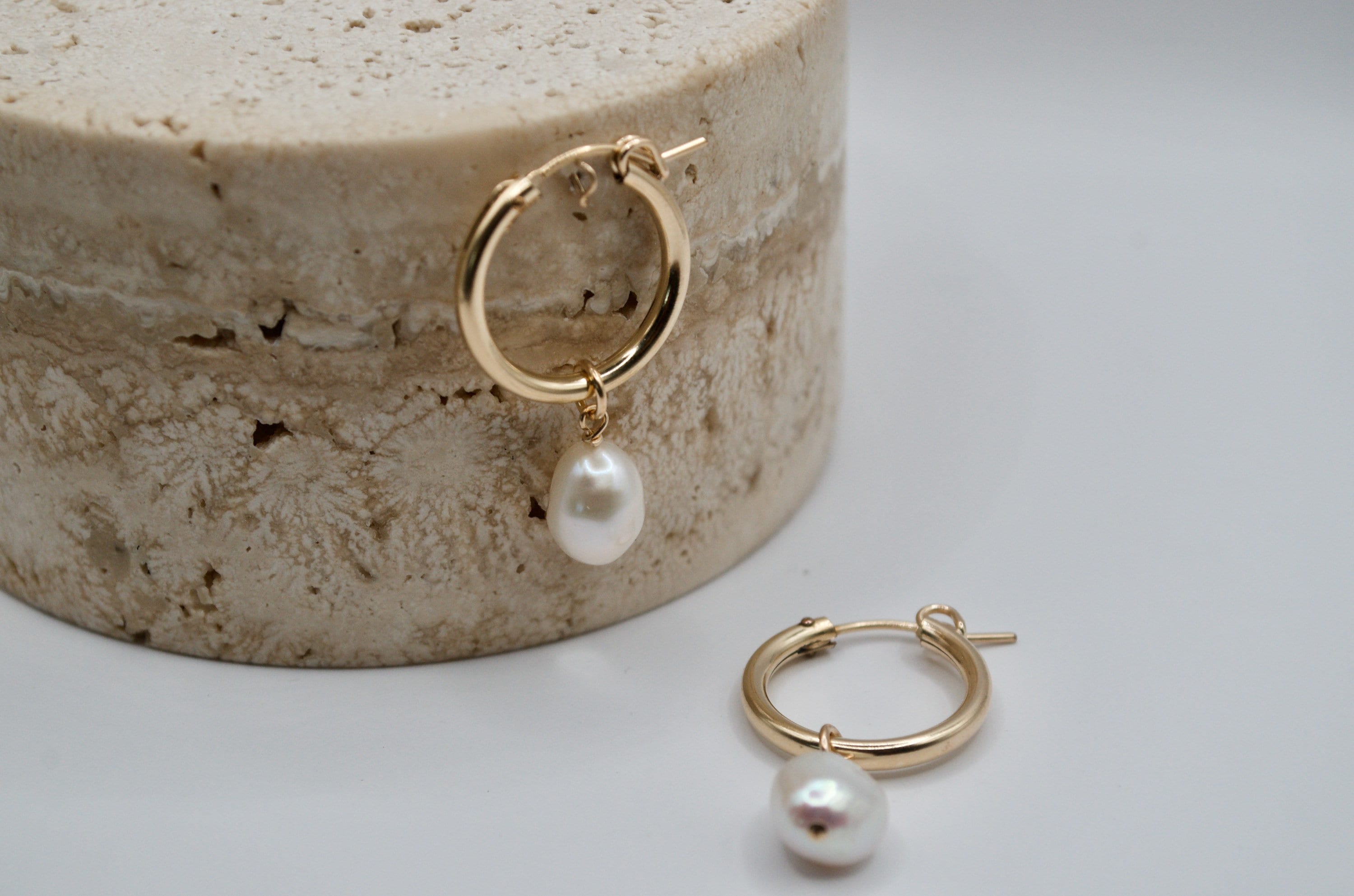 14K Gold Filled Beading Hoop Earring, Gold Filled Round Ear Wire