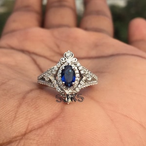 Enchanted Disney Simulated Blue Sapphire Oval Cut Diamond Cinderella Ring- Anniversary Gift For Her-Glamour Ring-Amazing Ring For Disney6620