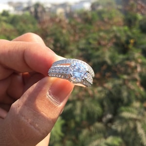 Solid 14k White Gold Bridal Ring Sets, 1.2 Ct VVS1 D Moissanite Diamond Engagement Wedding Ring Set, Bridal Jewelry, Anniversary Gifts 1818