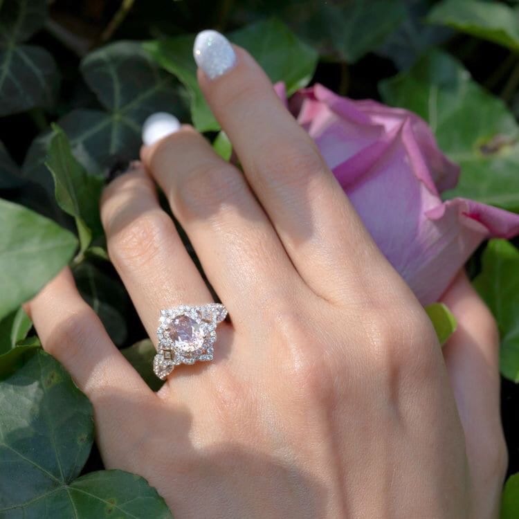 Two Tone Enchanted Disney Aurora Oval 3 4 CT Lab Diamond Scallop Frame Engagement Ring 925 Sterling Silver latest Trends Ring5915 Etsy Finland