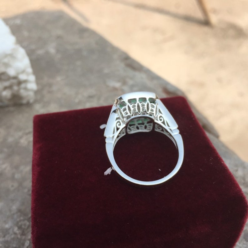 2.00ct White Round Cut /& Green Cubic Zirconia Diamond Vintage Artdeco Engagement Wedding Ring In 925 Sterling Silver