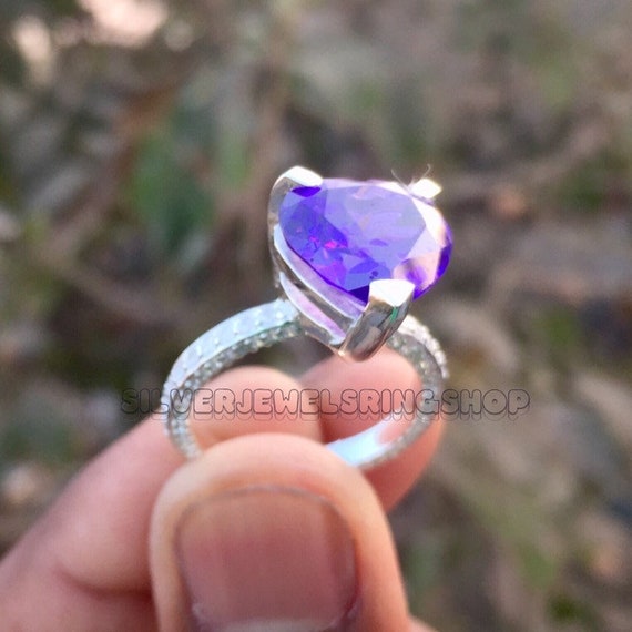 2.15 CTTW Heart Shaped Amethyst and Diamond Ring in Yellow Gold | New York  Jewelers Chicago