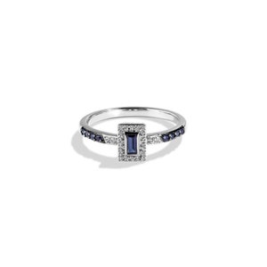 Star War Fine Jewelry R2 Bague pour femme de la série D2 Bague en diamant saphir bleu simulé taille baguette Bague de fiançailles de style solitaire image 3