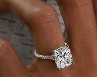 12*10mm Excellent Fancy White Cushion Cut Diamond Halo style Engagement Wedding Solid .925 Sterling Silver Ring for Women’s4296