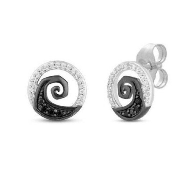 Disney Treasures Nightmare Before Christmas Stud Earring - Black & White Simulated Diamond Earrings-Halloween  Best Gift For Her 1633