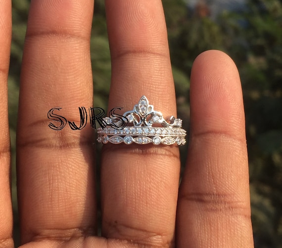 S925 Sterling Silver Fairy Tale Princess Heart Shaped Crown Diamond Ring  Crown Inlaid Fashion Light Luxury Zircon Ring for Women - AliExpress