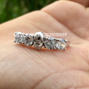 Gothic Style Wedding Skull Ring/ 1.65 Ct Round Moissanite Diamond Secret skull  Engagement Ring/ Tiny Skull Ring/ Skull Jewelry5226