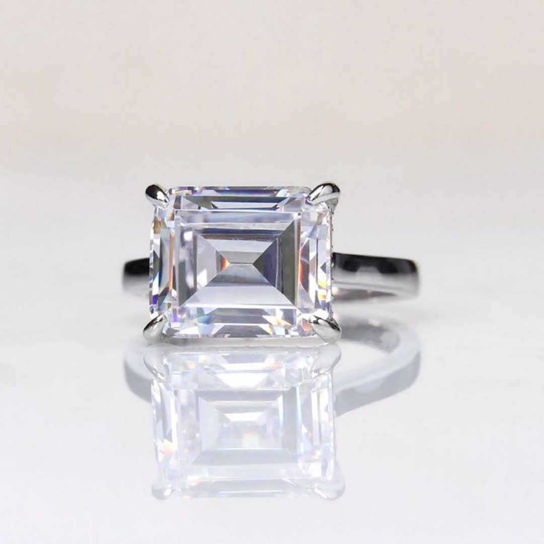 4 CT East West Octagon Cut Diamond Hidden Halo Engagement - Etsy