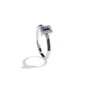Star War Fine Jewelry R2 Bague pour femme de la série D2 Bague en diamant saphir bleu simulé taille baguette Bague de fiançailles de style solitaire image 2
