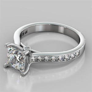 2 Ct Princess Cut Channel Set Cathedral Style Engagement Ring- Solitaire Wedding Ring-Expensive Gifts For Esters- Promise Ring5578