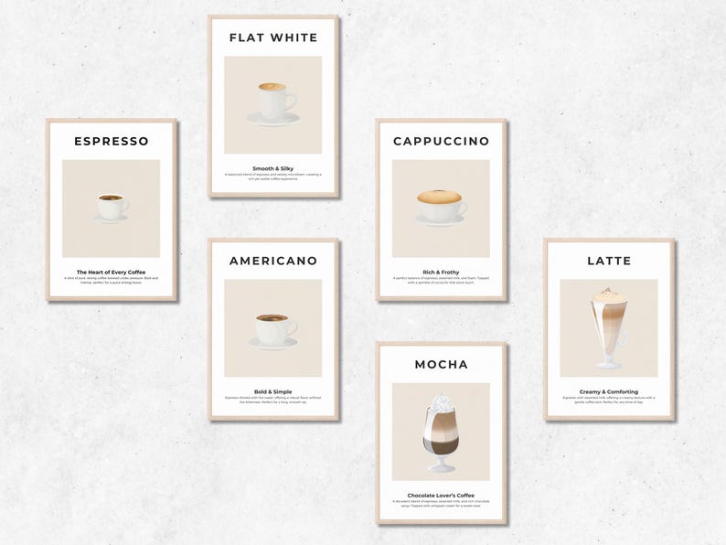 Printable Coffee Art Collection Coffee Lover's Gallery Wall Set