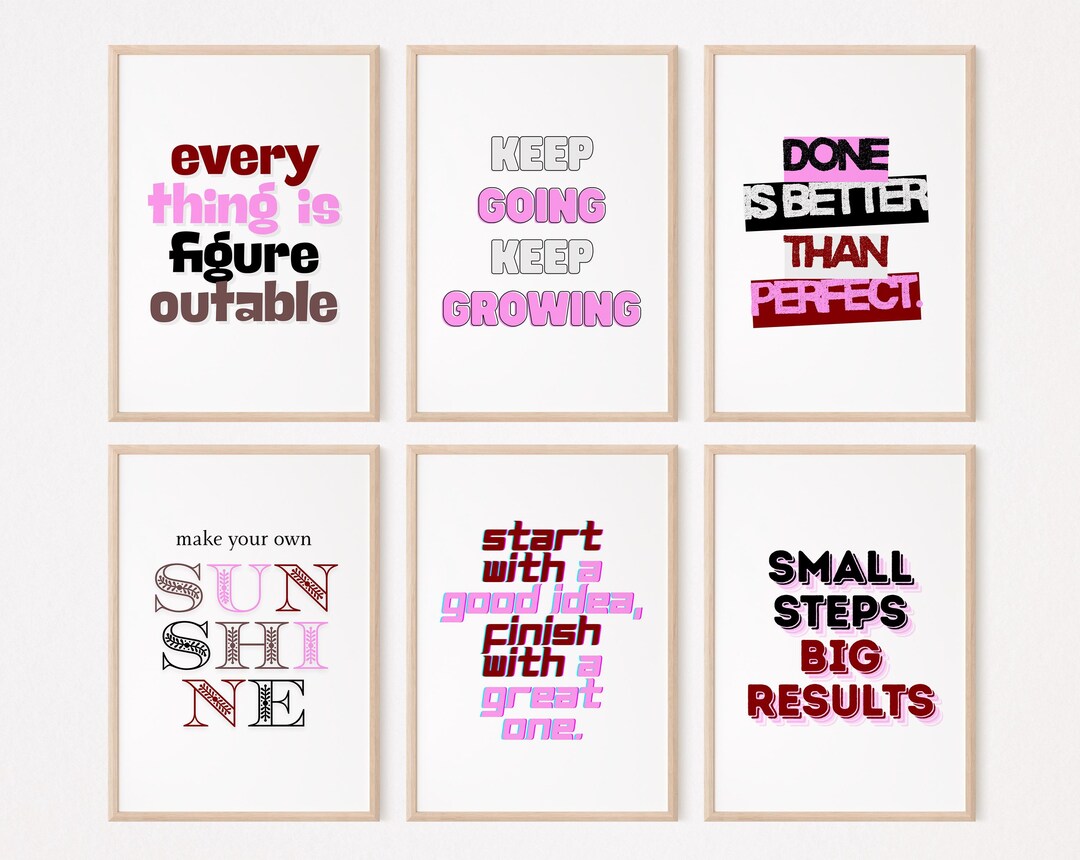 Motivational Quotes Gallery Wall Art Set: Modern Minimalist Office ...