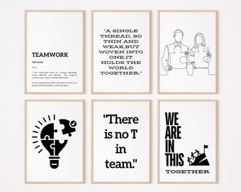 Teamwork Definition Art Prints: Minimalist Office Decor (Digital Download)