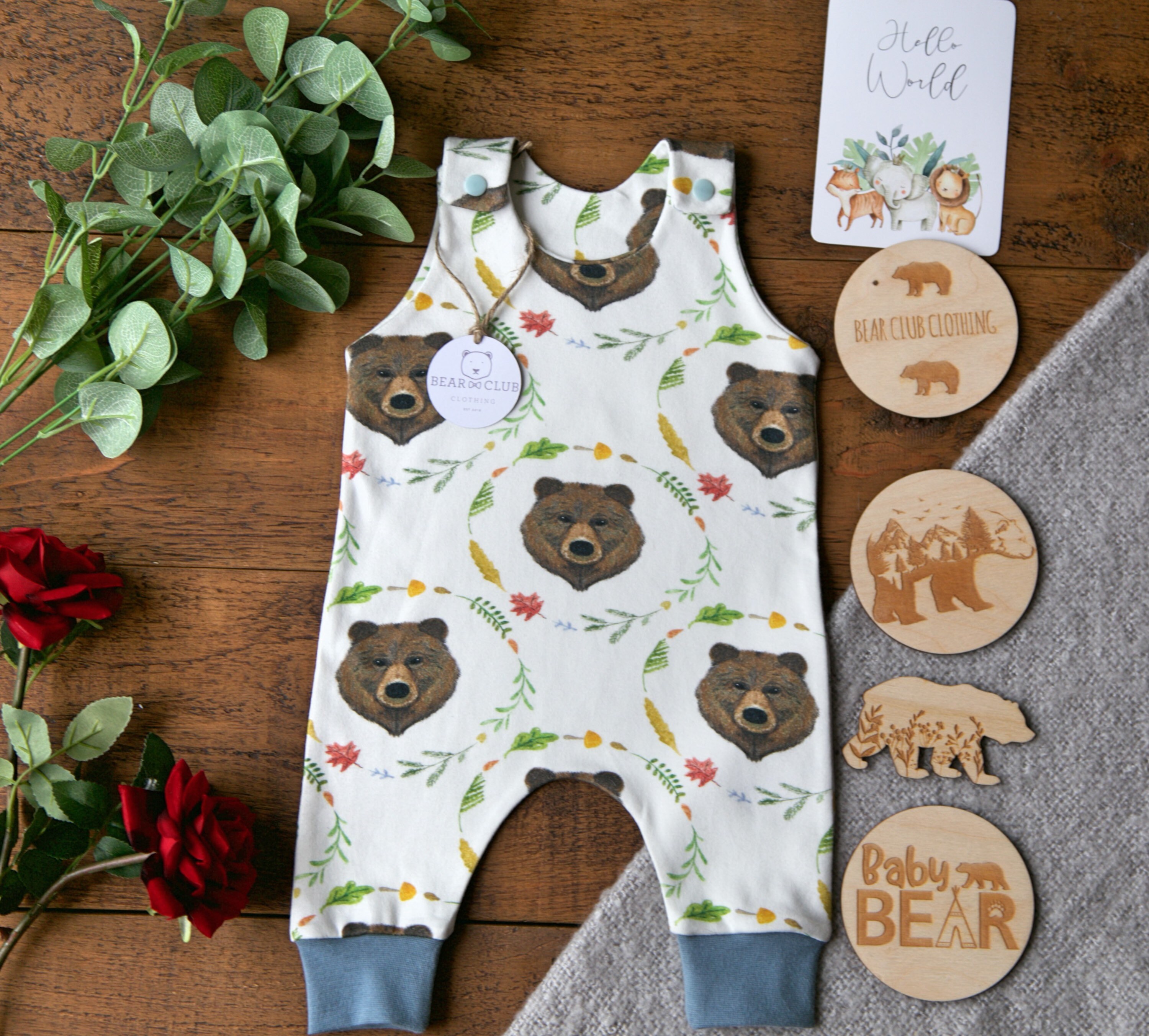 Romper Mr Bear Organic Unisex Cotton Romper Handmade Baby Etsy