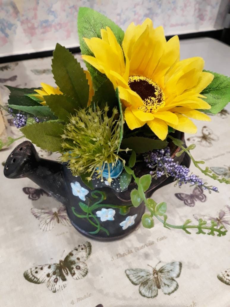 Gift for her Flower arrangement birthday gift watering can Etsy