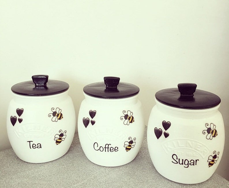 Bees Bee Kilner Tea Coffee Sugar Jar Utensils Etsy UK