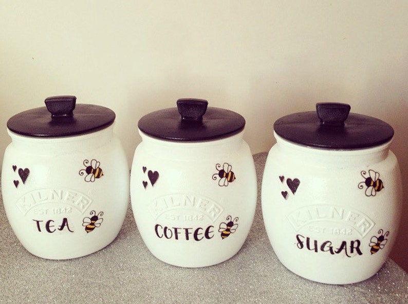 bee tea coffee sugar canisters
