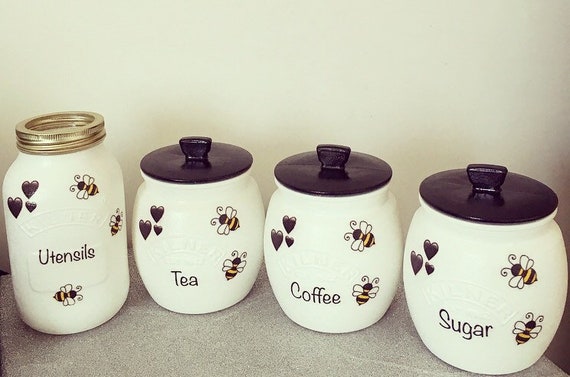 tea coffee sugar utensils canisters