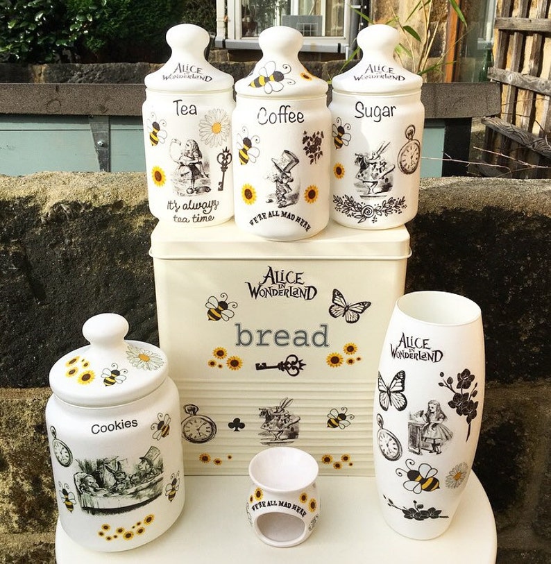 bee tea coffee sugar canisters