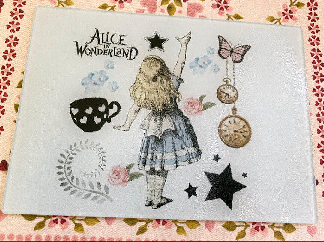 Alice In Wonderland Vintage Inspired Floral Butterfly Cutting Chopping alice-in-wonderland-vintage-inspired-floral-butterfly-cutting-chopping