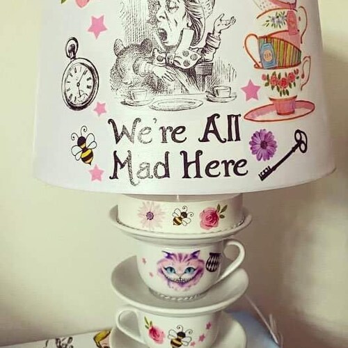 Alice in Wonderland and the Flamingo Teapot Lamp Etsy
