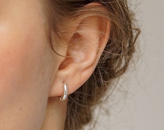 Aros mini de plata, aros pequeños de plata, congo pequeño de plata, pendientes pequeños para diario, aros para ella, pendientes para hombre, pendientes básicos