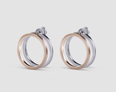 gilding and silver, double circle, earrings-jackets, contemporary jewelry