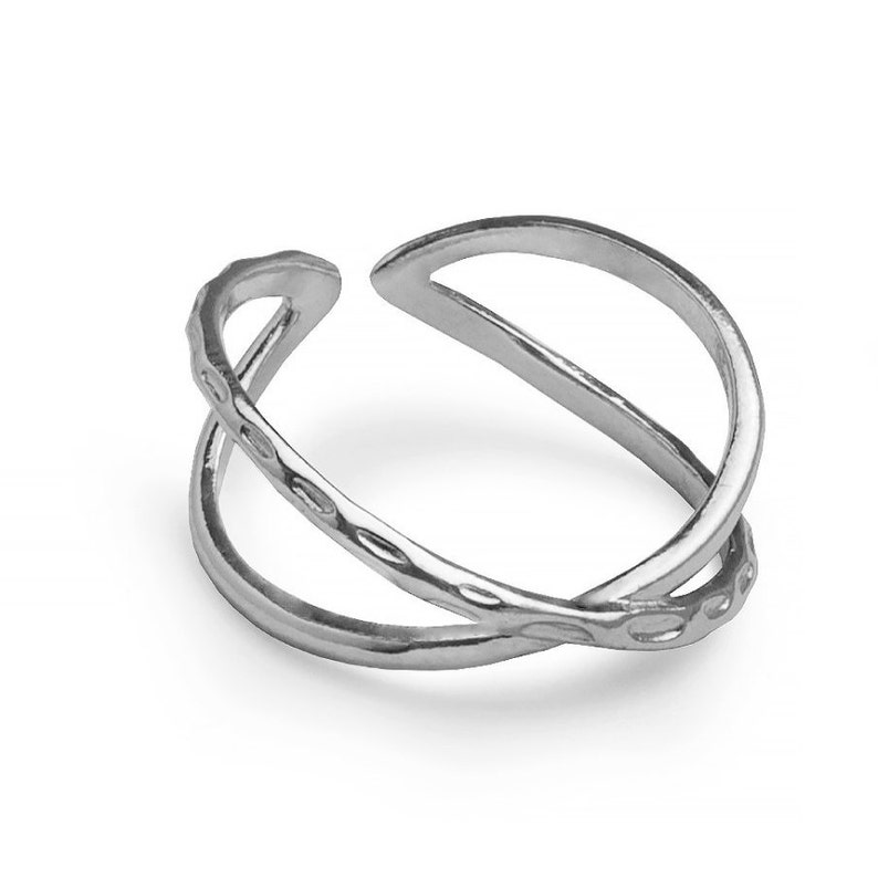 Silver cross ring, midi ring, phalanx ring, small ring, adjustable ring, thin ring image 2