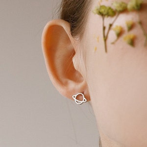 Earrings planets, planet earrings, astrology earrings, space jewelry theme, sterling little studs, silver planet, cosmos jewelry