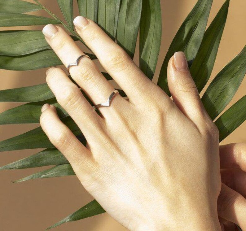gift angles ring two in one double ring two thin rings sterling silver delicate and light jewelry