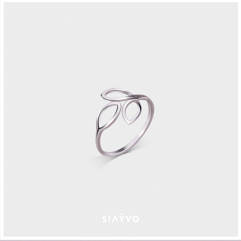 birthstone ring petals ring stackable ring leaves jewelry flowers silver ring minimalist ring