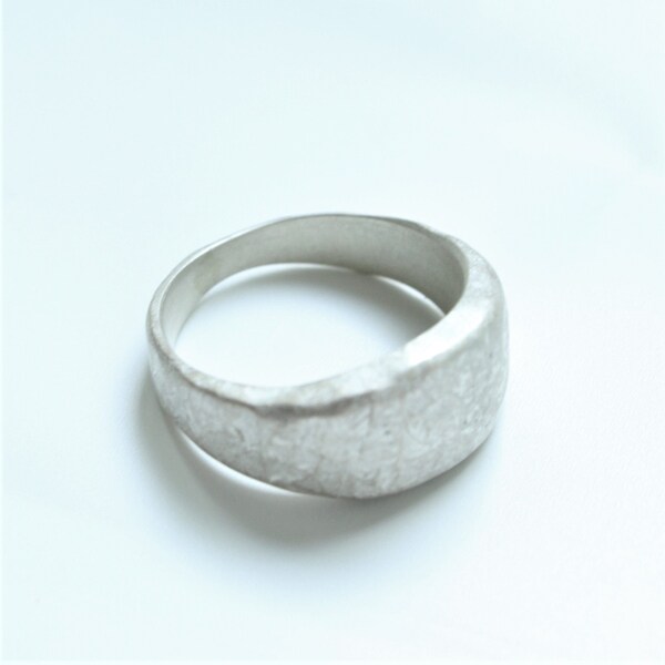 Brushed Silver Ring Etsy
