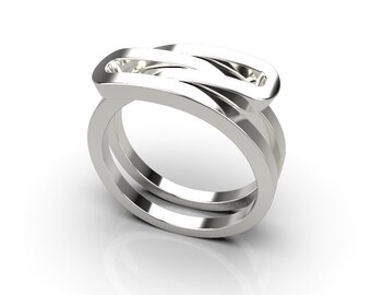 Silver ring, lines ring, loop ring, interlocking ring, stylish ring