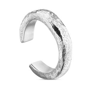Matte silver cuff, silver matte helix earring, wabi cuff, cuff for her, cuff for him