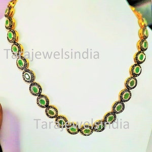 Natural Diamond Emerald Necklace Unique Diamond Necklace 925 Sterling Silver- Gold Necklace AnyOccasion Gift Necklace Wedding Women Jewelry