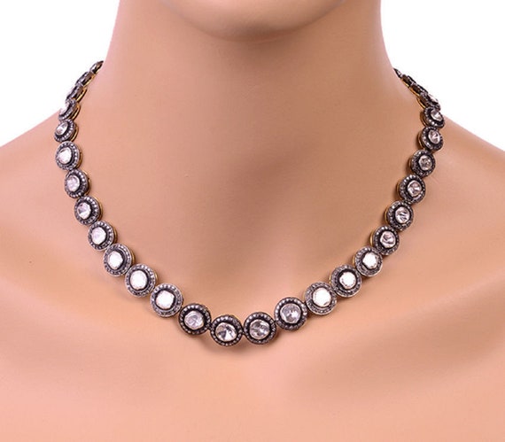 Two Strand Necklace Gold-plated Sterling Silver with Polki Diamonds Two Strand Necklace Gold-plated Sterling Silver with Polki Diamonds