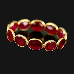 Natürliche Rubin Gold Finish Sterling Silber Eternity Bandring