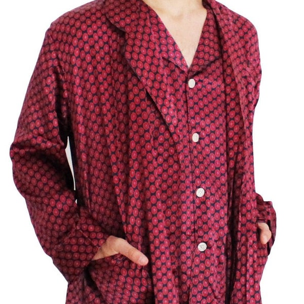 Pyjama homme complet avec robe de chambre 100% soie, style Vintage