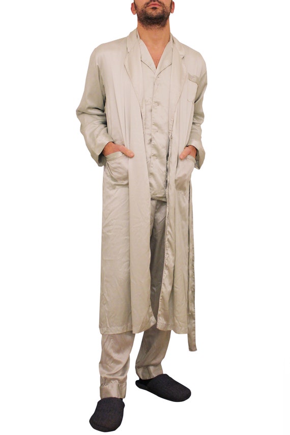 Pure Silk Dressing Gown and Pajama Set for Men 100 Silk Kimono
