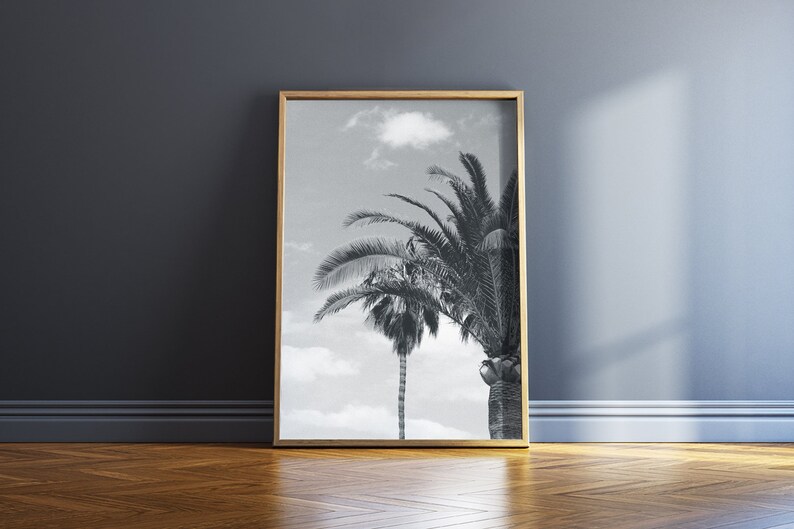 Palm Trees Print Black and White Modern Minimalist Wall Art Palm Tree ...