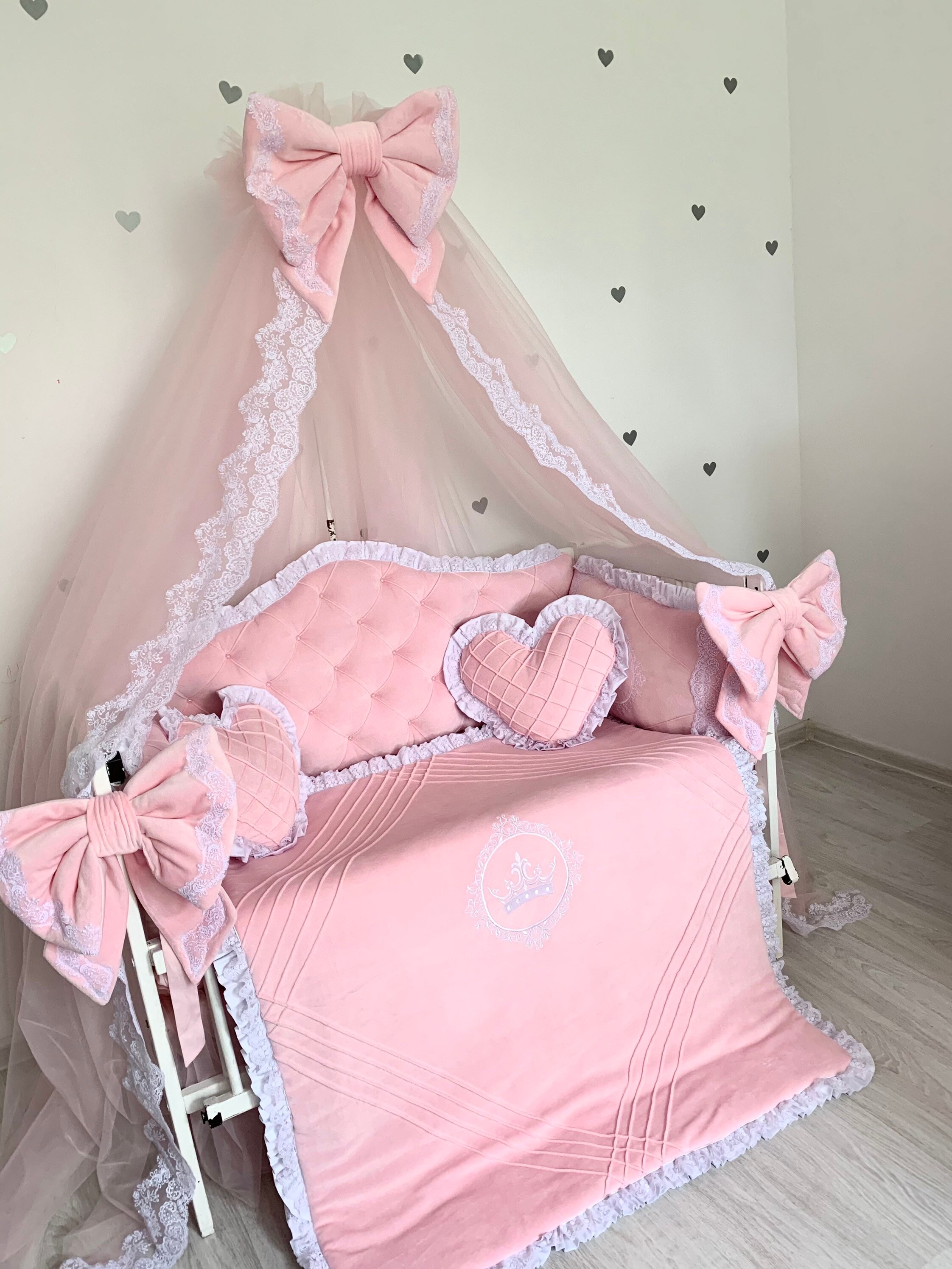 pink cot bumper set