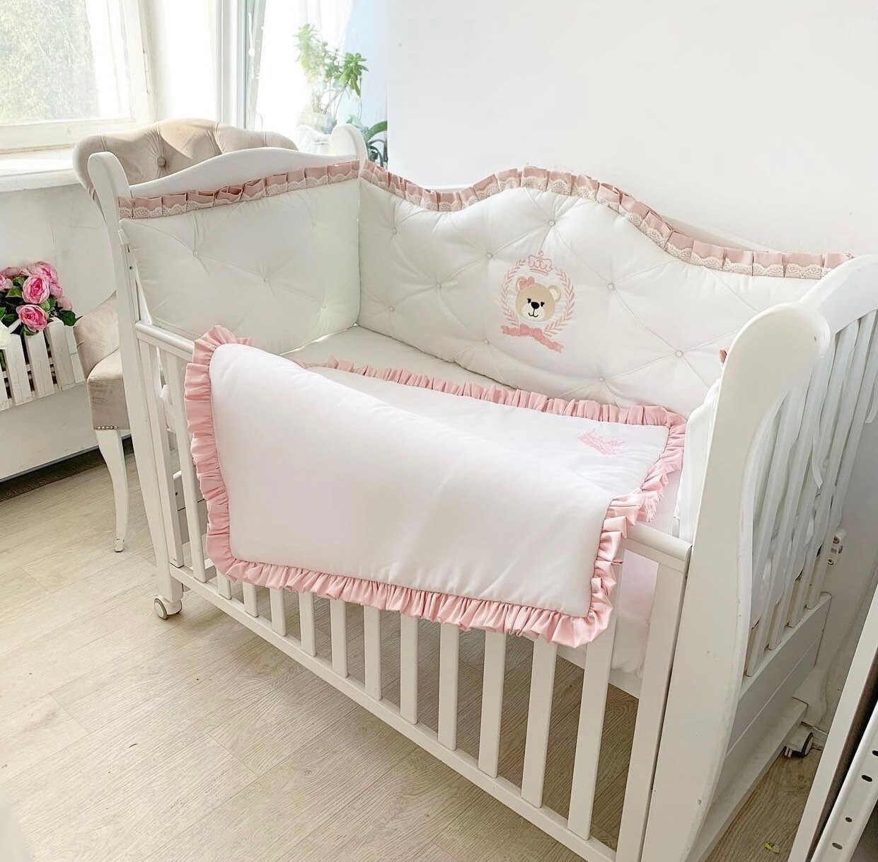 Crib bedding sets baby pink girl crib bedding set luxury Etsy