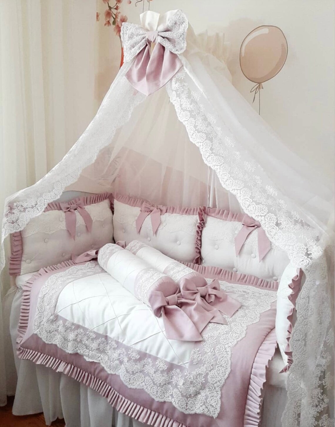 Royal baby girl crib bedding set Dusty pink luxury crib Etsy