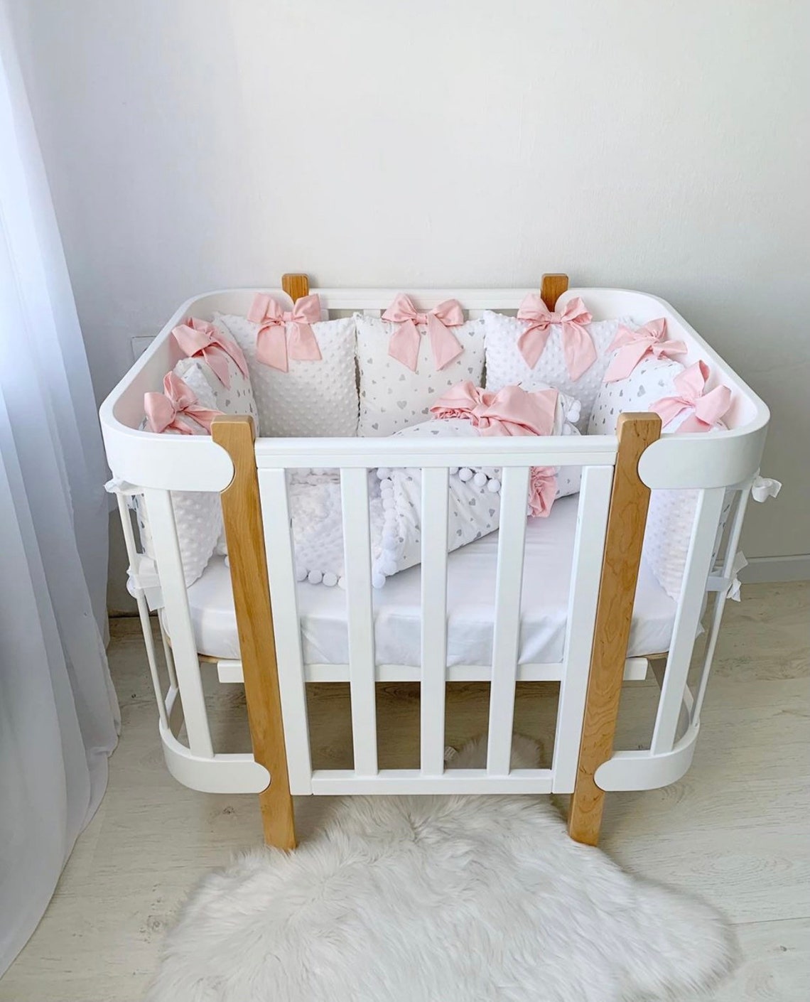 Baby girl crib bedding set Luxury crib bedding set White Etsy