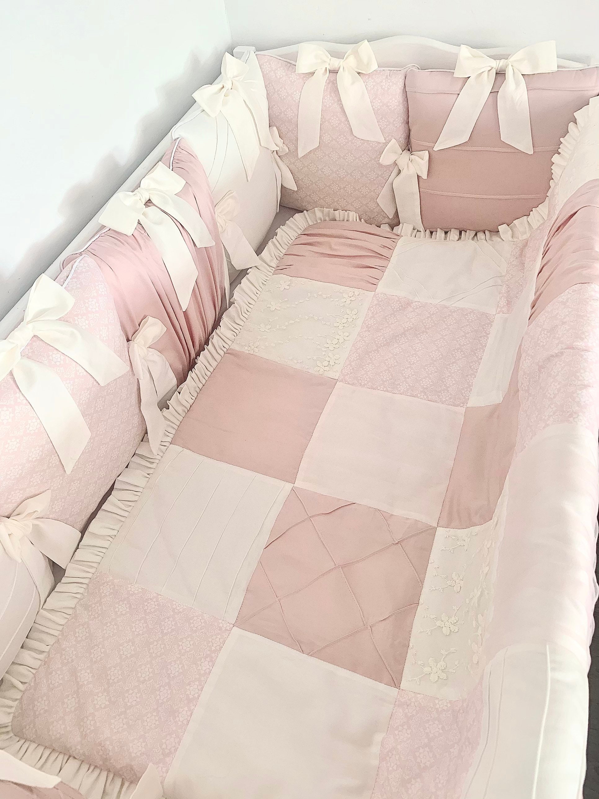 Baby Girl Bedding Set Luxury Crib Bumper Dusty Pink Girl Baby Etsy