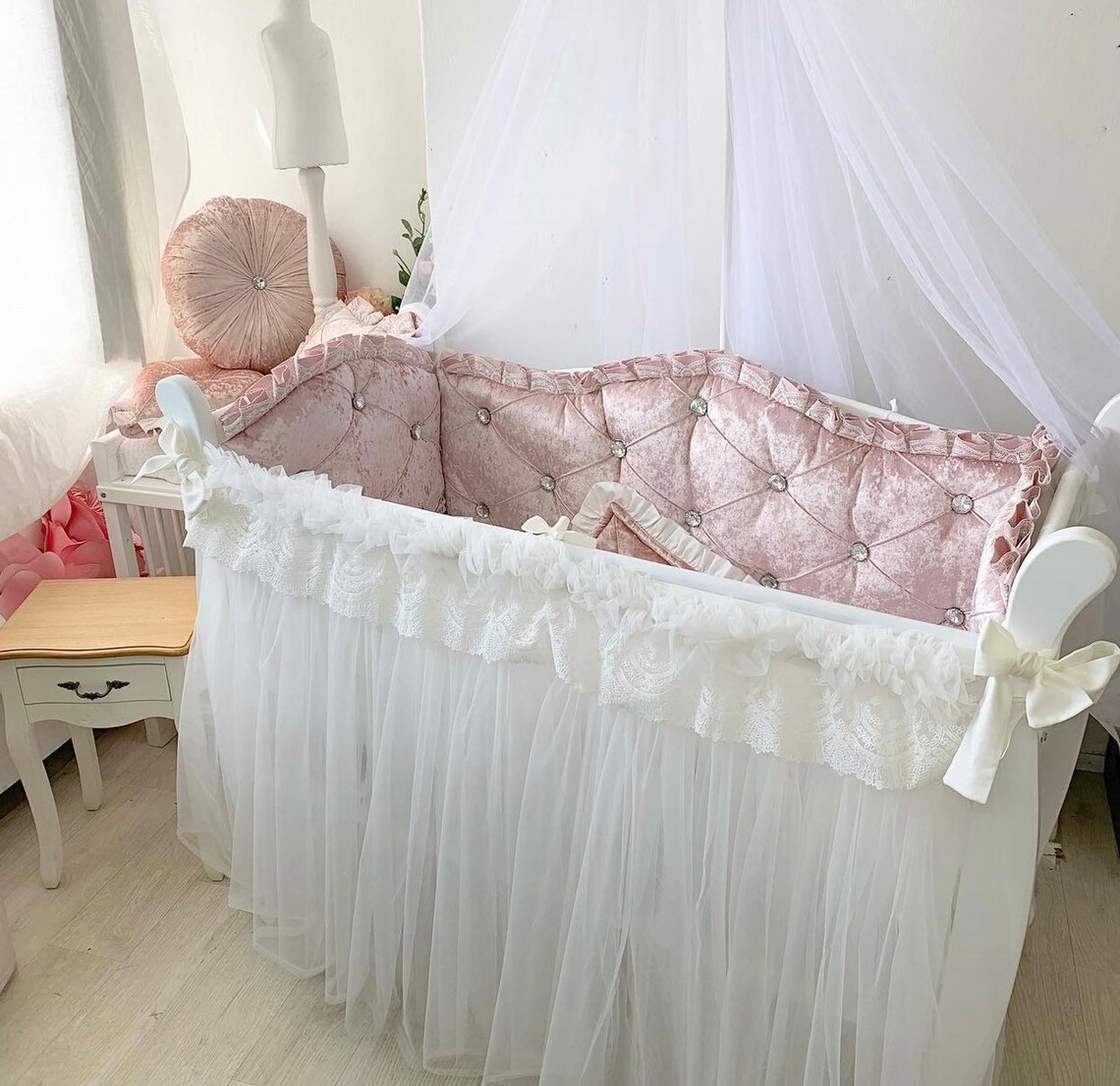 Pink Velour Baby Bedding Set Baby Bedding Set Luxury Baby Etsy
