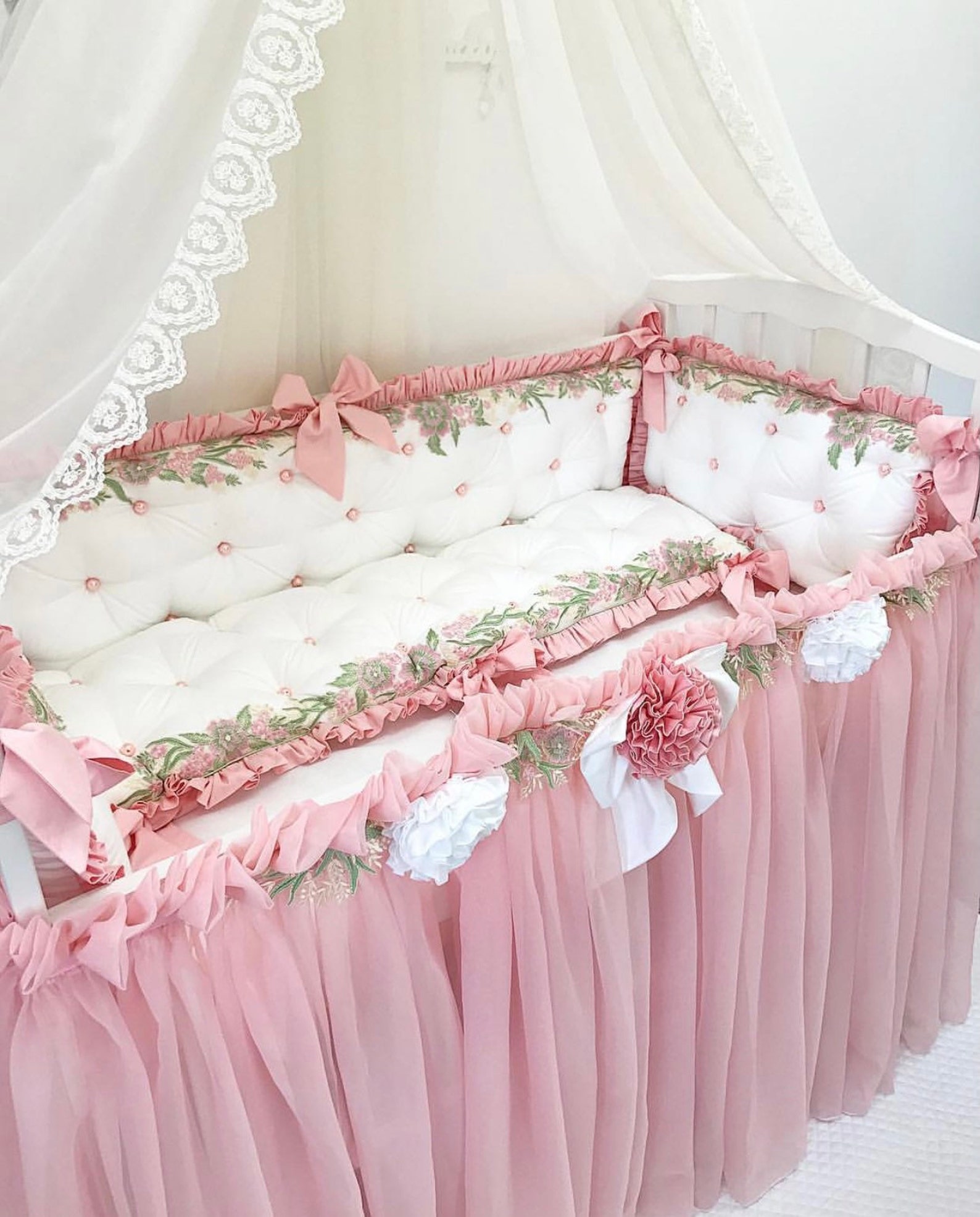 Baby girl bedding set Baby girl crib Luxury crib bumpers Etsy