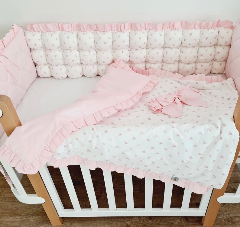 Baby Pompoms Bedding Set Crib Bumper Crib Bumper Pad Baby Etsy