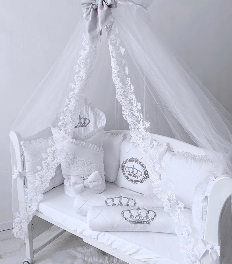 White Crib Bedding Set Neutral Baby Girl Crib Bedding Set Crib Etsy