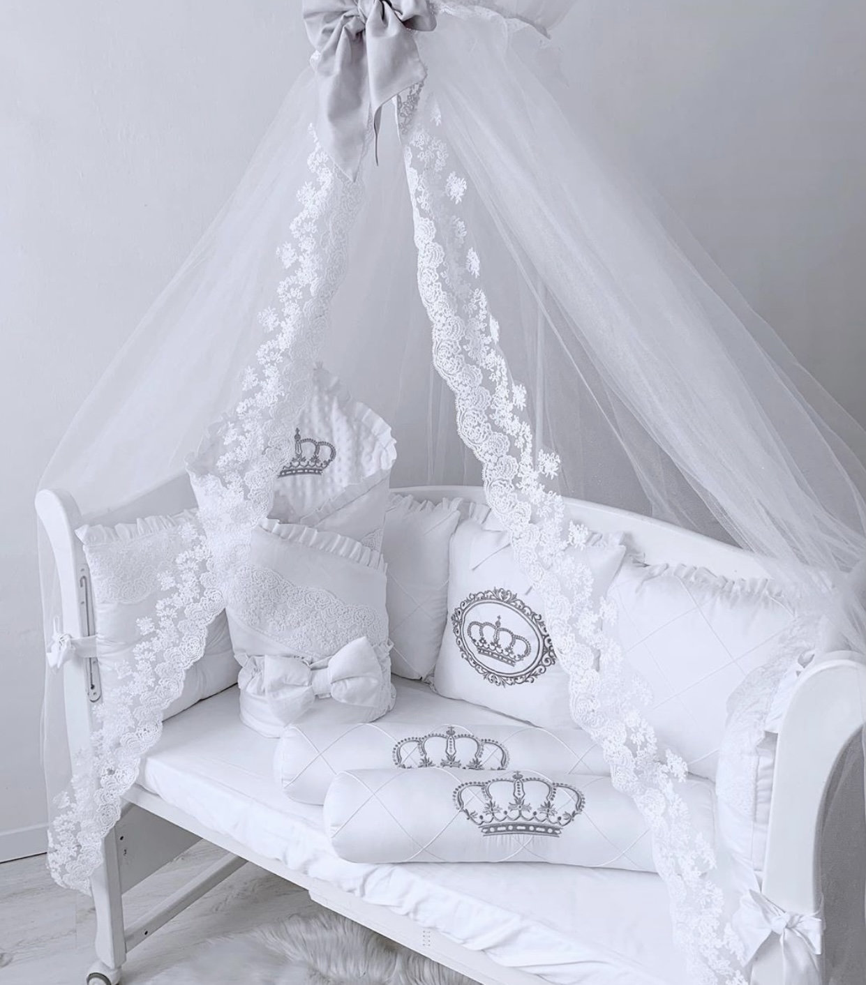 White Crib Bedding Set Neutral Baby Girl Crib Bedding Set Crib Etsy